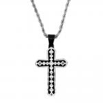 Stainless Steel Chain With Black Cross Pendant